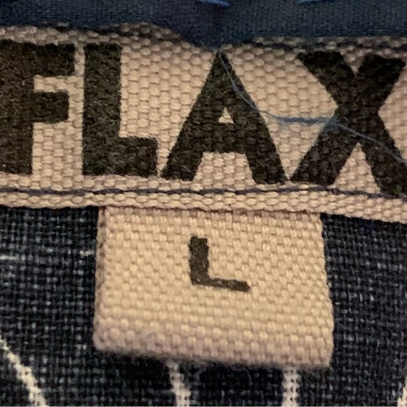 Flax Blue Floral Linen Tunic Top Blouse L Lagenlook Beach Resort Coastal - Picture 13 of 16